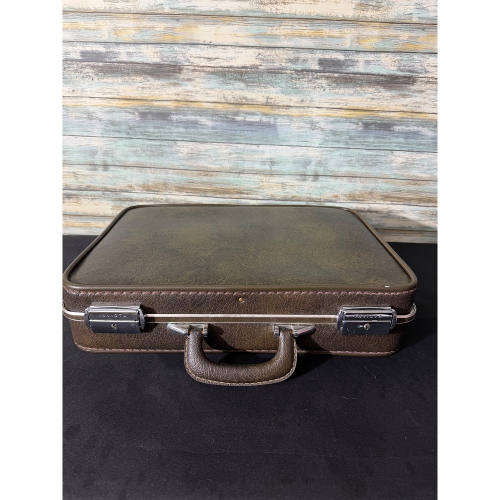 Invicta Briefcase Large Brown Excellent Vintage Hardshell Attaché Case with Keys